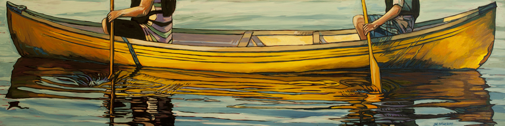 yellow canoe and its reflection
